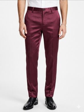 NWT Versace Silk Blend Burgundy Satin Dress Pants FLAW Mens Sz 50